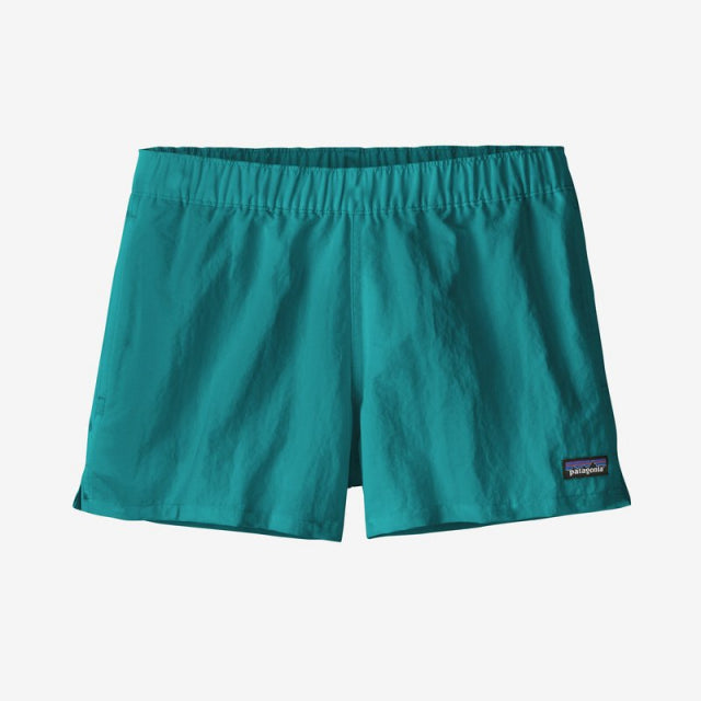 Patagonia Women's Barely Baggies Shorts in teal green with elastic waistband