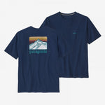 Patagonia Men's Line Logo Ridge Pocket Responsibili-Tee in New Navy showing front and back