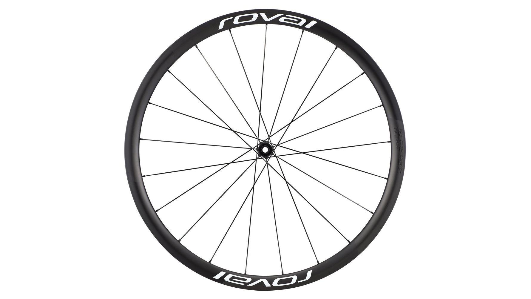 Specialized Roval carbon fiber bicycle wheel with black rim and spokes