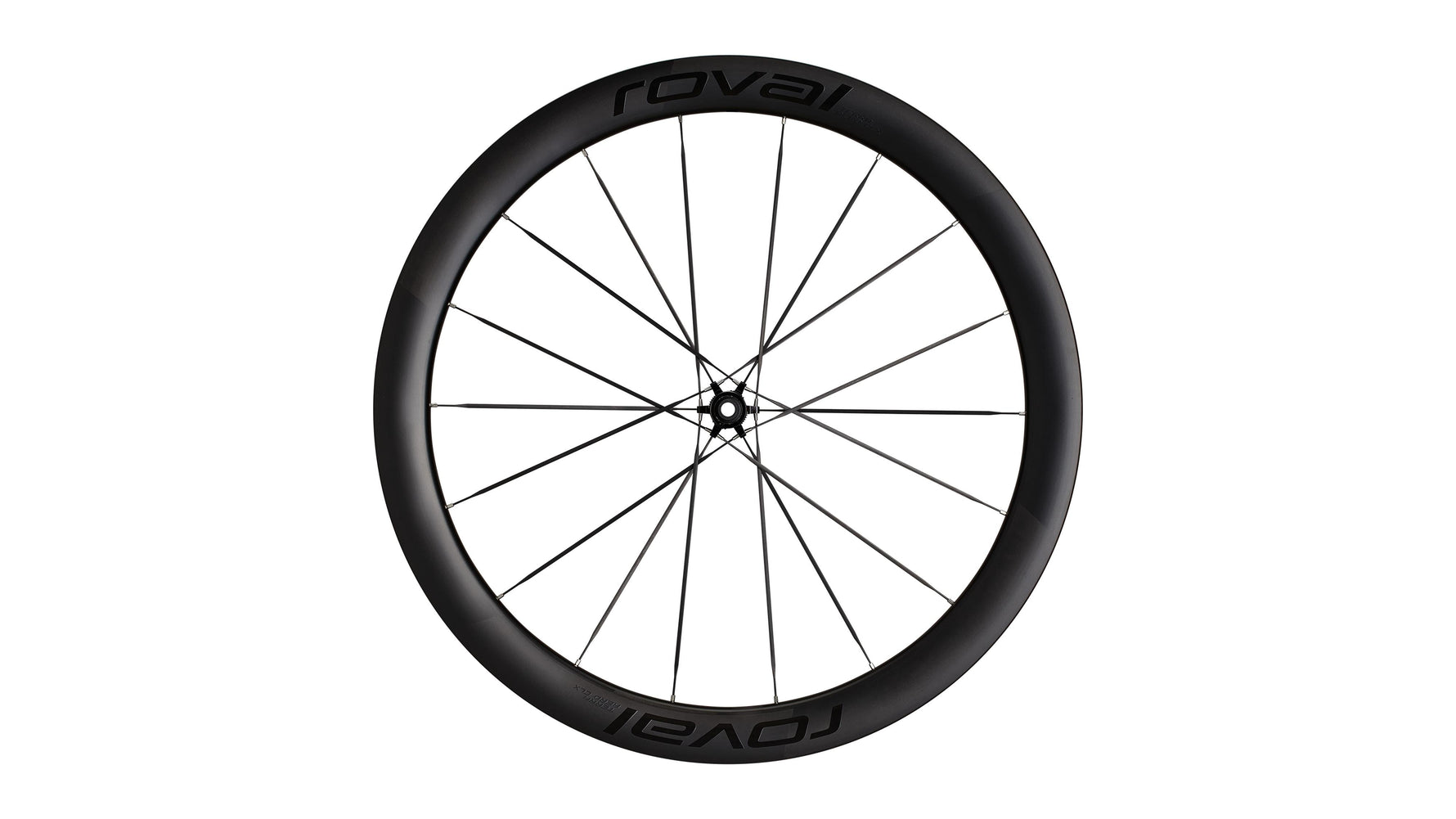 Specialized Roval carbon fiber bicycle wheel with black rim and spokes