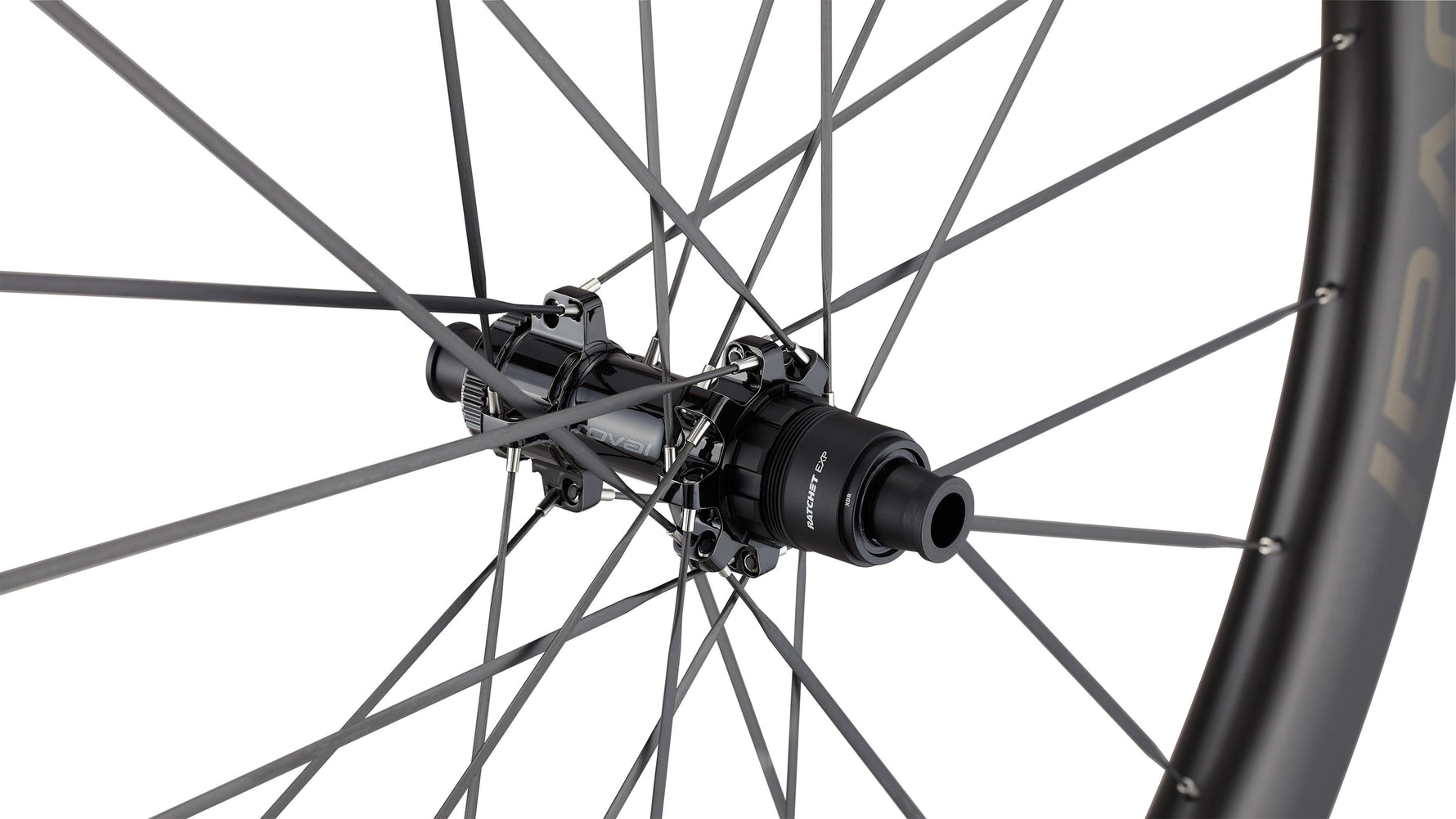 Specialized Roval Terra Aero CLX rear wheel hub detail in black carbon finish