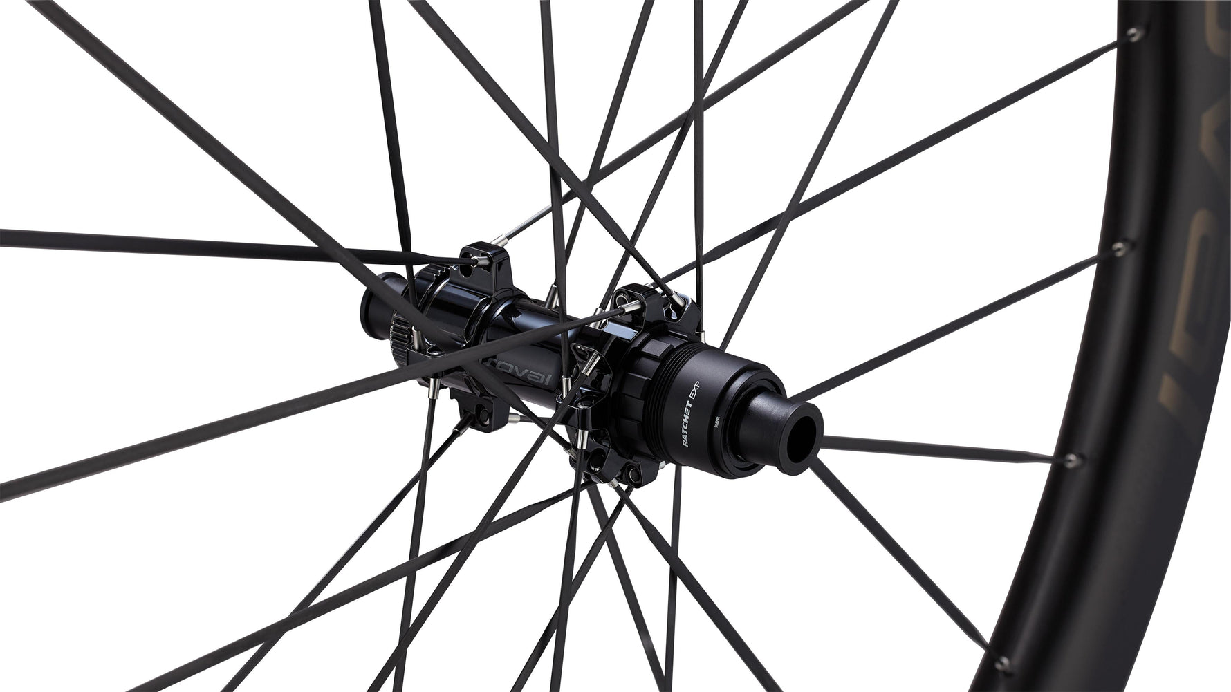 Specialized Roval Terra Aero CLX rear wheel hub detail in black carbon finish