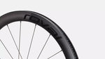 Specialized Roval bicycle wheel with dark carbon rim and black spokes