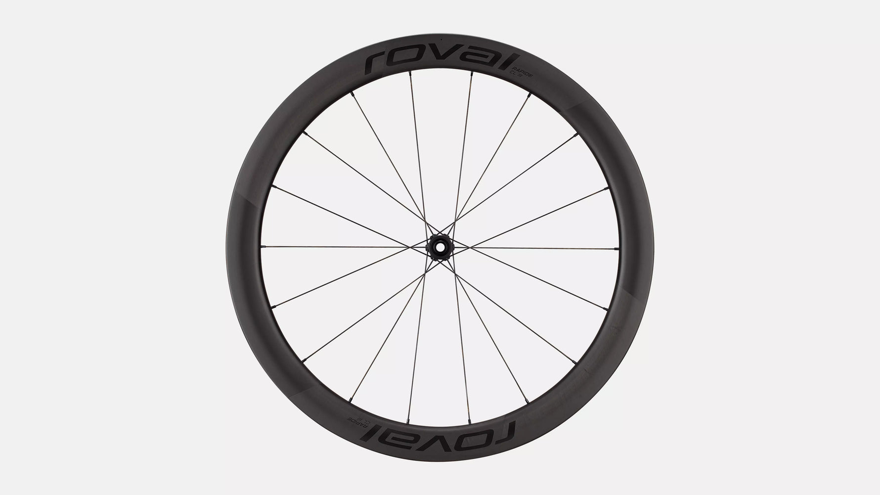 Specialized Roval Rapide CL III carbon fiber bicycle wheel with black rim