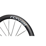 Specialized Roval carbon bicycle wheel with black rim and spokes on white background