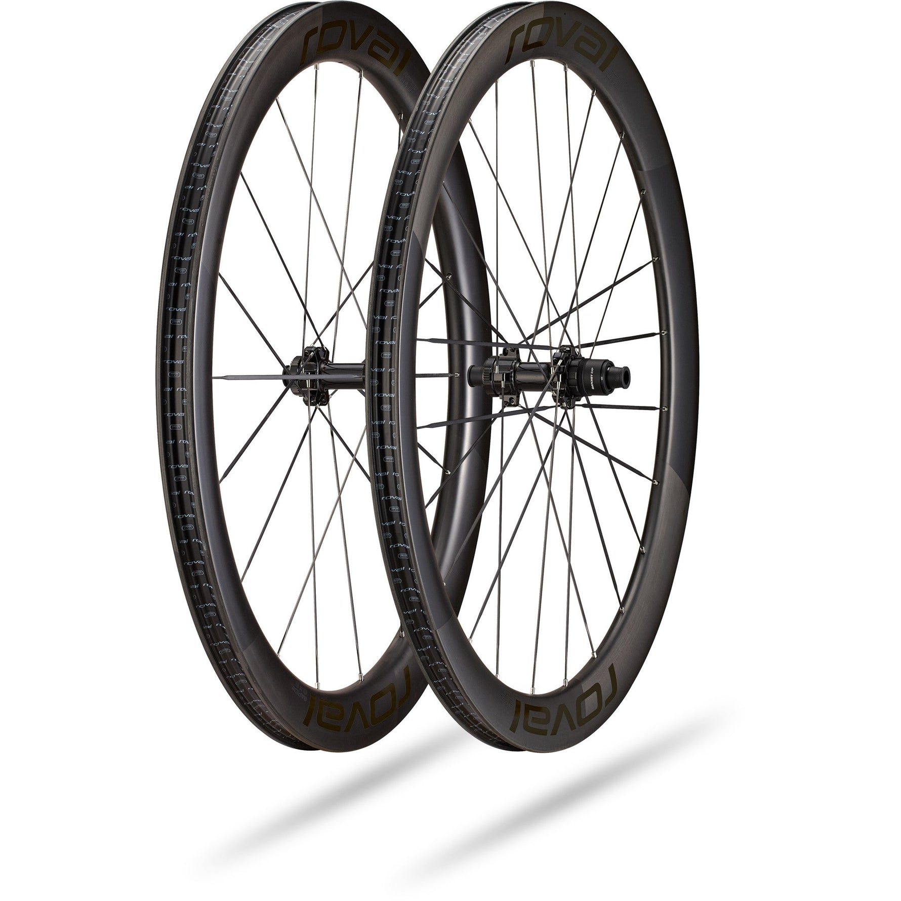 Specialized Roval carbon fiber wheelset with dark finish and professional studio lighting