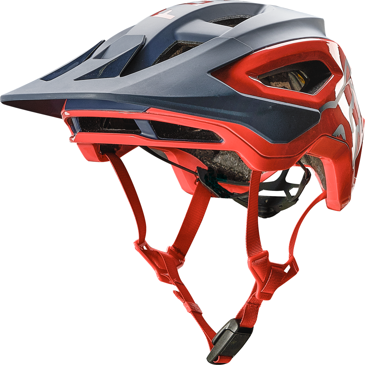 Fox Racing Speedframe Pro mountain bike helmet in navy blue and red colorway