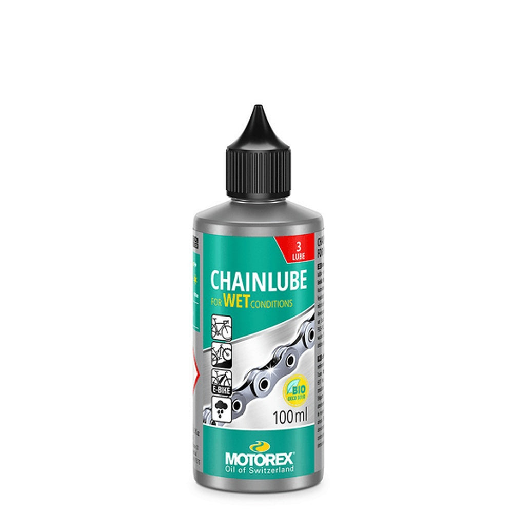 Motorex Chainlube Wet 100ml bottle with dropper cap for bicycle chain lubrication