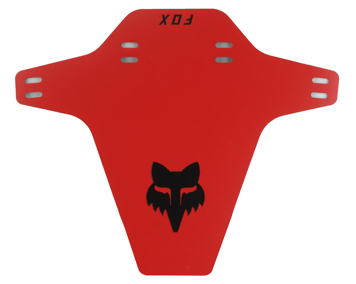 Fox Racing Mud Guard in red with black fox head logo and mounting holes