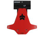 Fox Racing Mud Guard in red with black fox head logo and mounting holes