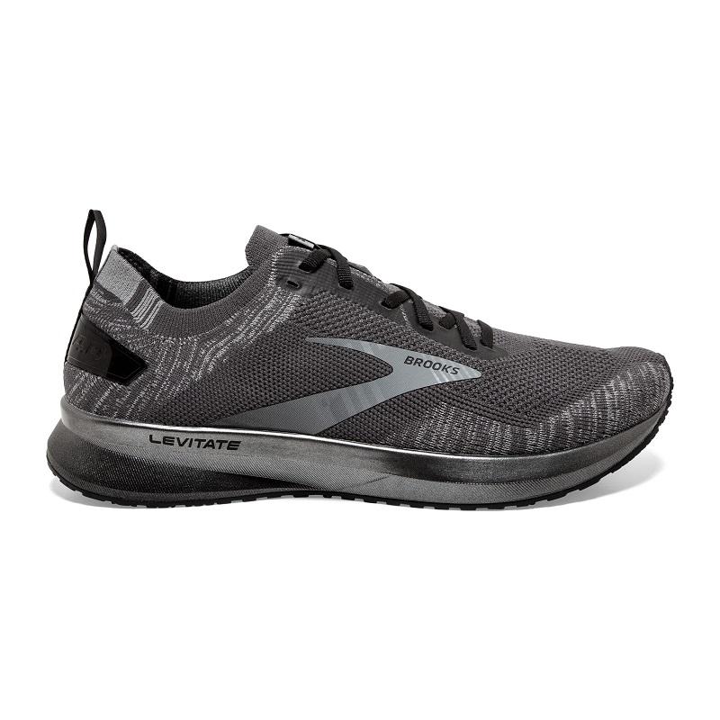 Brooks Levitate 4 men's running shoe in black and grey knit pattern