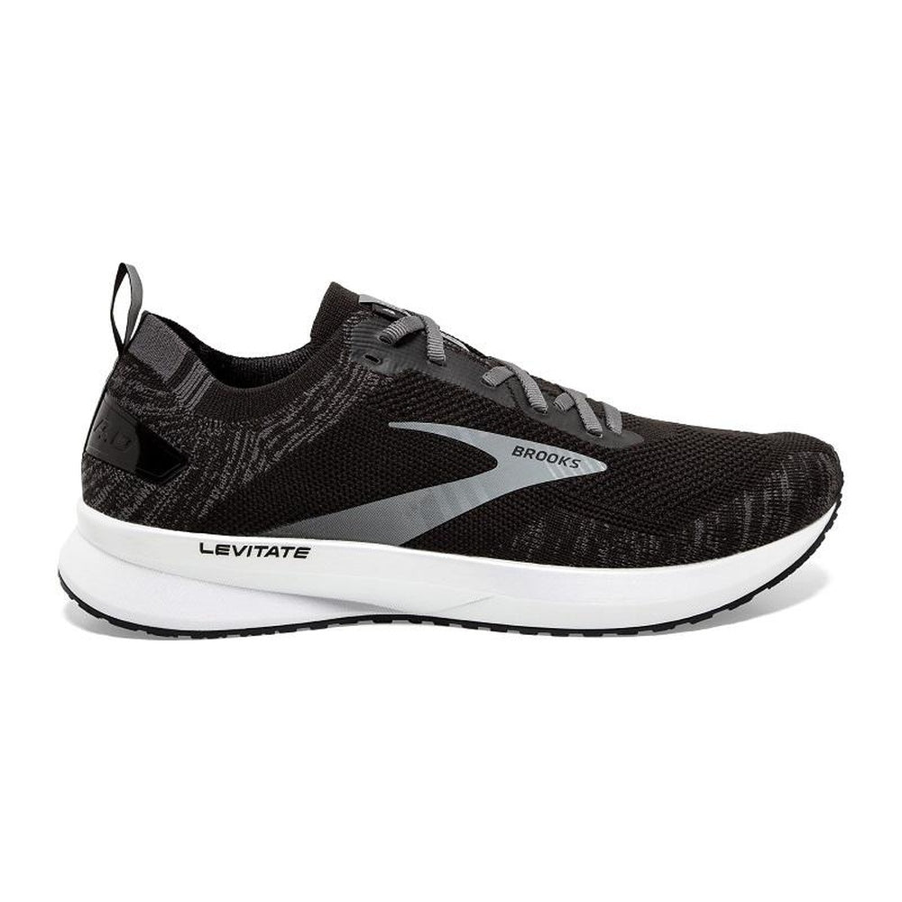 Brooks Levitate 4 men's running shoe in black with grey accents and white sole