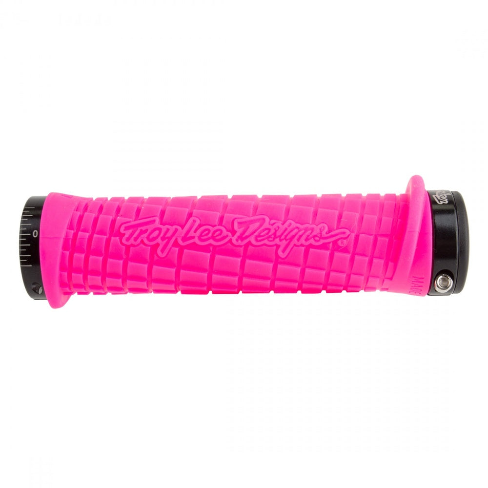 ODI Troy Lee Designs lock-on bike grip in bright pink with black clamp