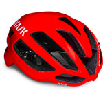 Kask Protone cycling helmet in red with white KASK branding and ventilation openings