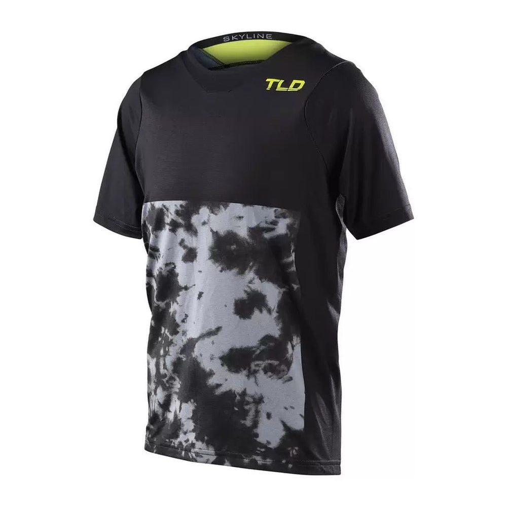 Troy Lee Designs Skyline SS Youth MTB Jersey in charcoal tie-dye front view