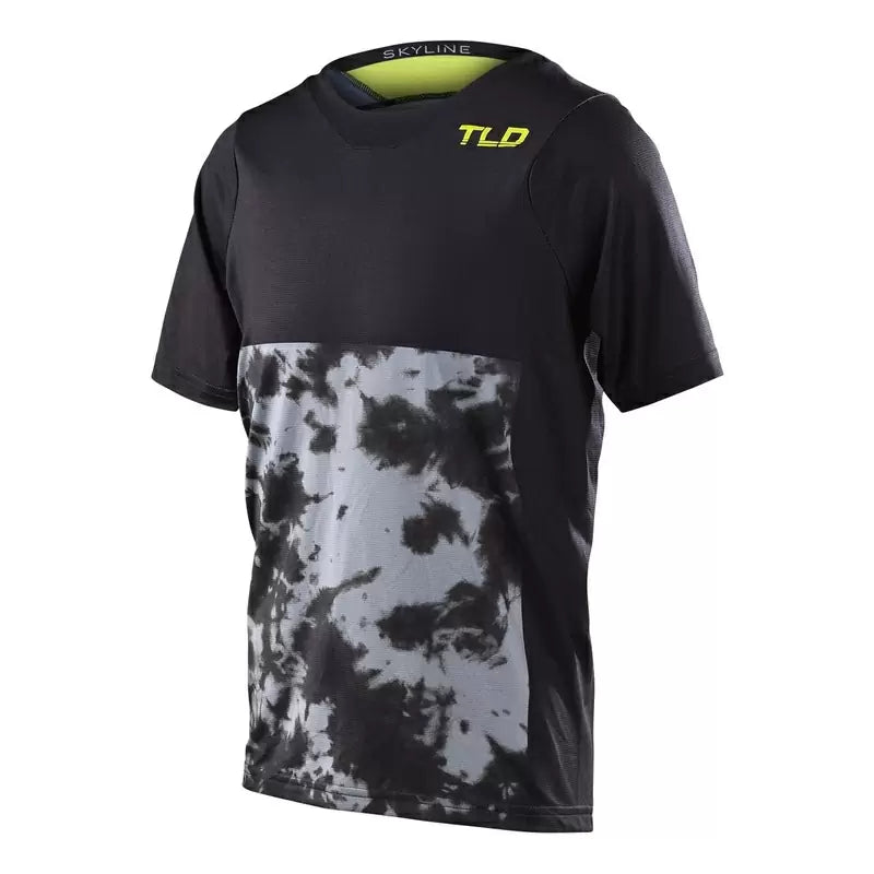 Troy Lee Designs Skyline Youth MTB Jersey charcoal tie-dye front angled view