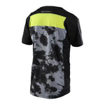 Troy Lee Designs Skyline Youth MTB Jersey charcoal tie-dye rear view with yellow stripe