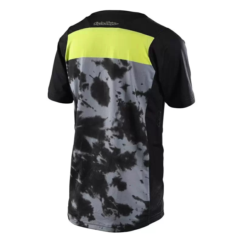 Troy Lee Designs Skyline Youth MTB Jersey charcoal tie-dye rear angled view