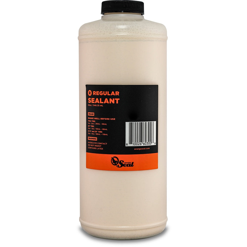 Orange Seal Regular Tubeless Tire Sealant 32oz refill bottle with orange and black label