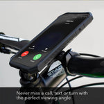 Rokform iPhone bike mount with phone showing incoming call interface on handlebars