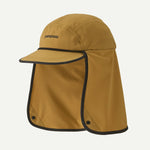 Patagonia Caped Merganzer Hat in mustard brown with neck protection flaps