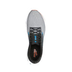 Brooks Launch 10 running shoe in grey and black with orange and blue details