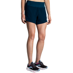 Brooks Chaser 5-inch Women's Running Shorts in Ocean Drive teal color on model