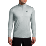 Brooks Dash 1/2 Zip 2.0 men's long sleeve running top in HTR Stone