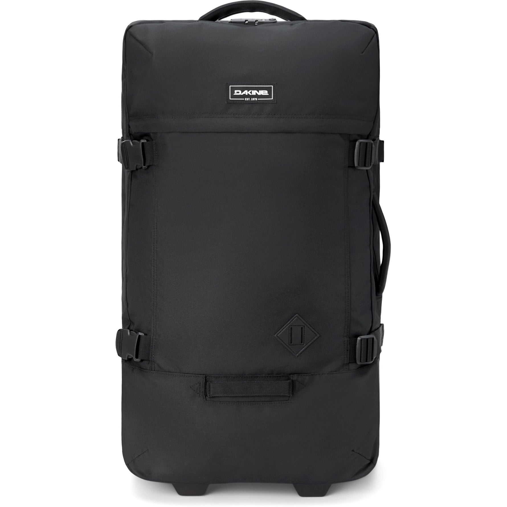 Dakine 365 Roller 100L black wheeled travel bag with compression straps