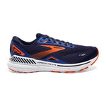 Brooks Adrenaline GTS 23 men's running shoe in navy with orange and blue details