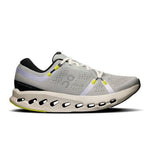 On Cloudsurfer 2 men's running shoe in glacier gray with purple and yellow details