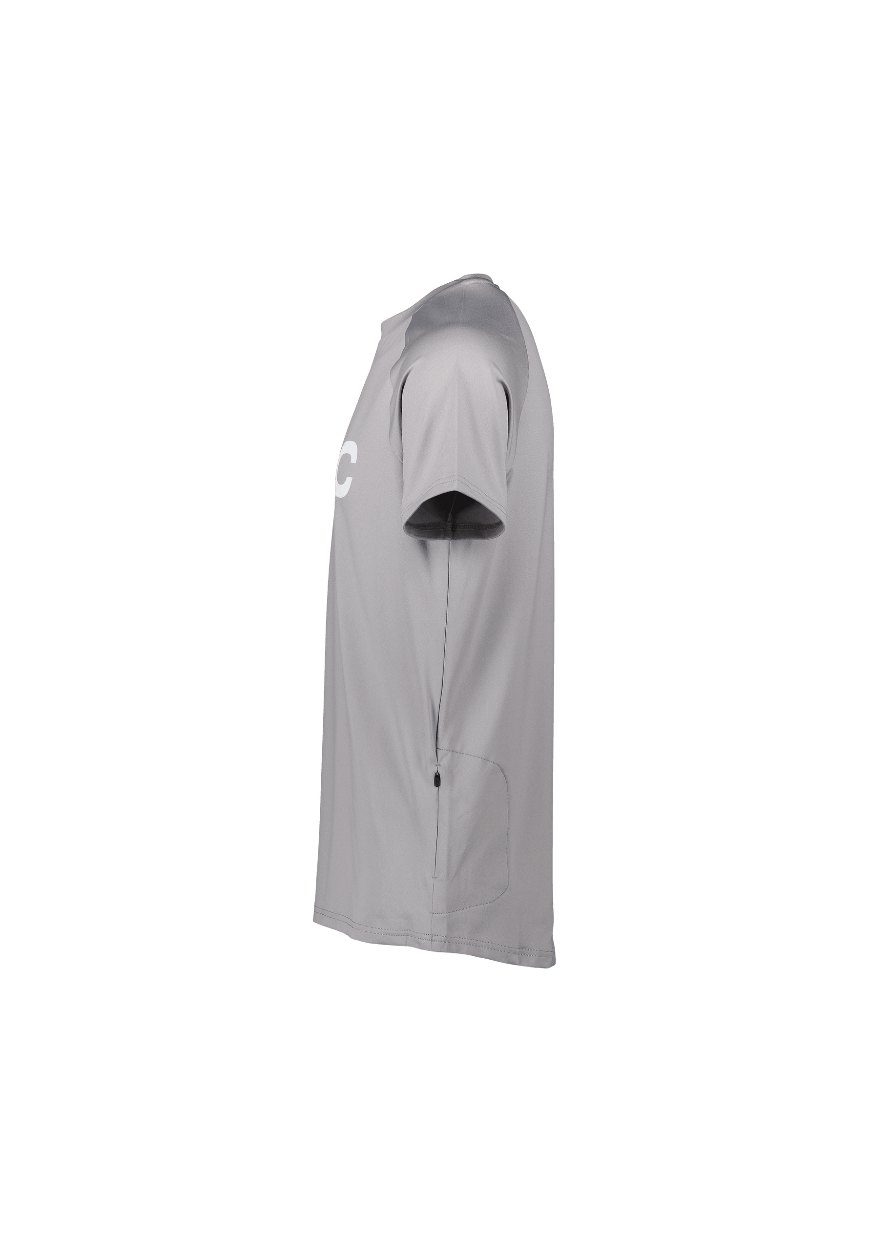 POC Reform Enduro Tee in alloy grey, side view showing sleeve and fit