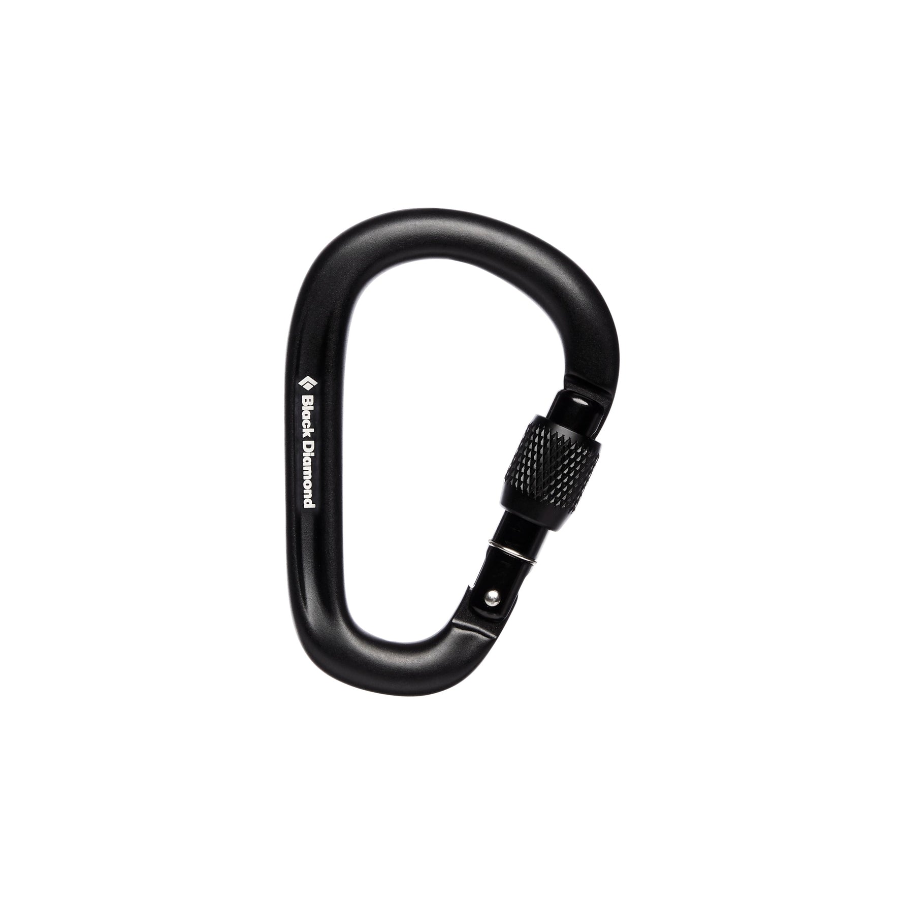 Black Diamond PearLock Screwgate Carabiner in black with screw gate closure
