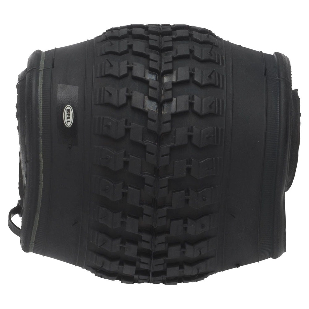 Bell black bicycle tire with aggressive knobby tread pattern on white background