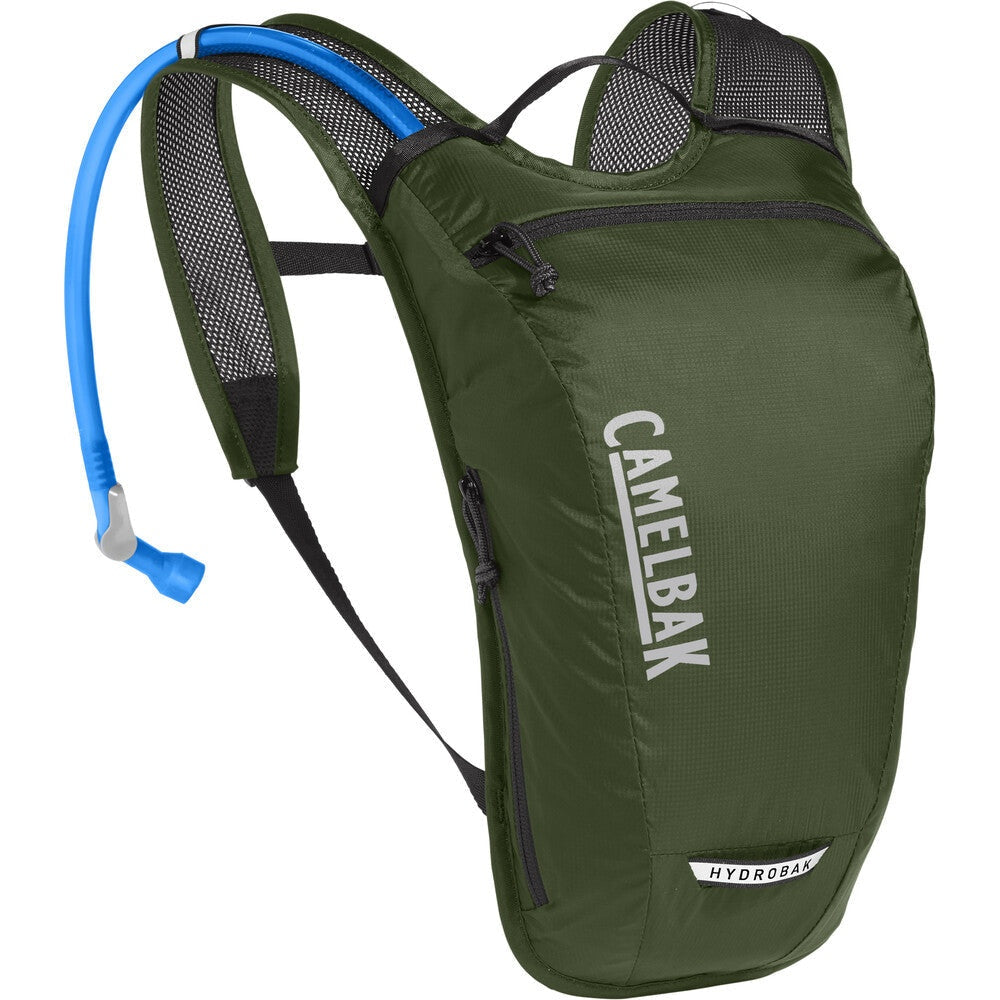 CamelBak Hydrobak Light hydration pack in army green with blue hydration tube