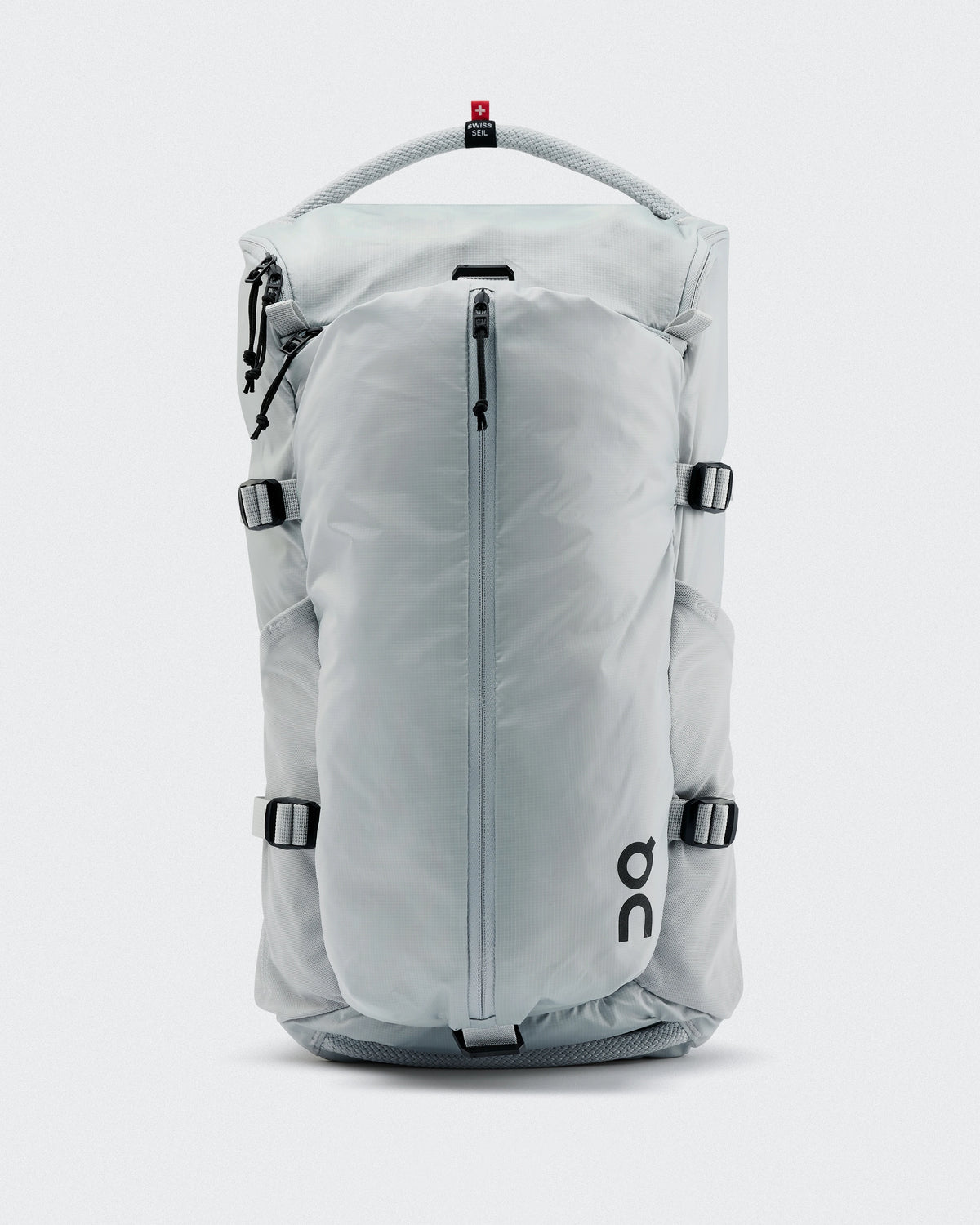 On Speed Pack 18L Lite backpack in Glacier light gray with Swiss Seil tag