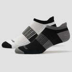 Brooks Ghost Midweight no-show socks in Oxford and Asphalt colorways, 2-pair pack