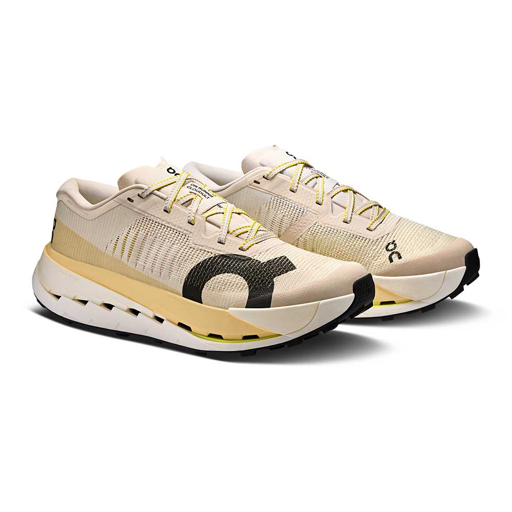On Cloudultra Pro running shoes in pearl cream with yellow lychee accents