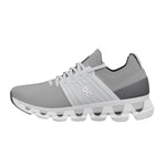 On Cloudswift 3 running shoe in grey and white colorway with distinctive CloudTec sole