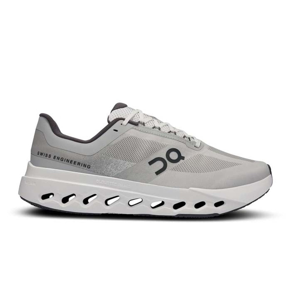 On Cloudsurfer Next Wide running shoe in glacier gray with white CloudTec sole