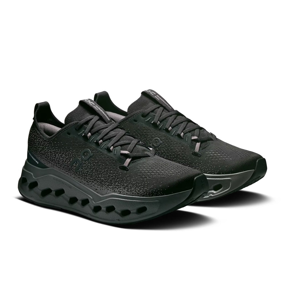 On Cloudsurfer Max men's running shoes in black with signature CloudTec sole