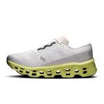 On Cloudmonster 3 running shoe medial side view showing ivory upper and limelight midsole