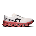 On Cloudmonster 3 running shoe in ivory and dustrose, lateral side view