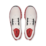 On Cloudmonster 3 running shoes pair shown from top-down view, ivory and dustrose