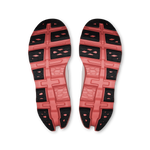 On Cloudmonster 3 outsole view showing dustrose CloudTec pattern and black rubber grip
