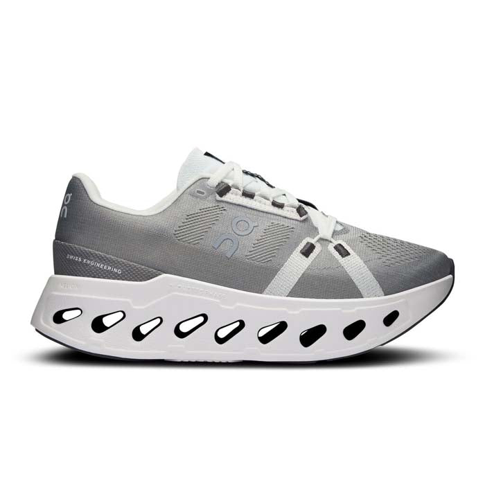 On Cloudeclipse women's running shoe in alloy gray and white colorway