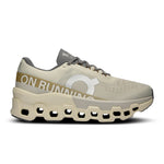 On Cloudmonster 2 running shoe in cream color with distinctive cloud sole technology