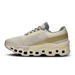 On Cloudmonster 2 running shoe in cream colorway with distinctive cloud sole