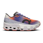 On Cloudmonster Hyper running shoe in purple-orange gradient colorway with distinctive white sole