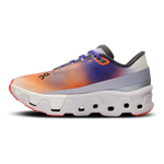 On Cloudmonster Hyper running shoe with purple-orange gradient upper and white CloudTec sole